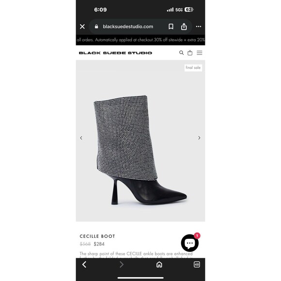 Black Suede Studio Cecille Ankle Embellished Rhinestones Boots new EU 42/US 10.5 - Picture 6 of 16